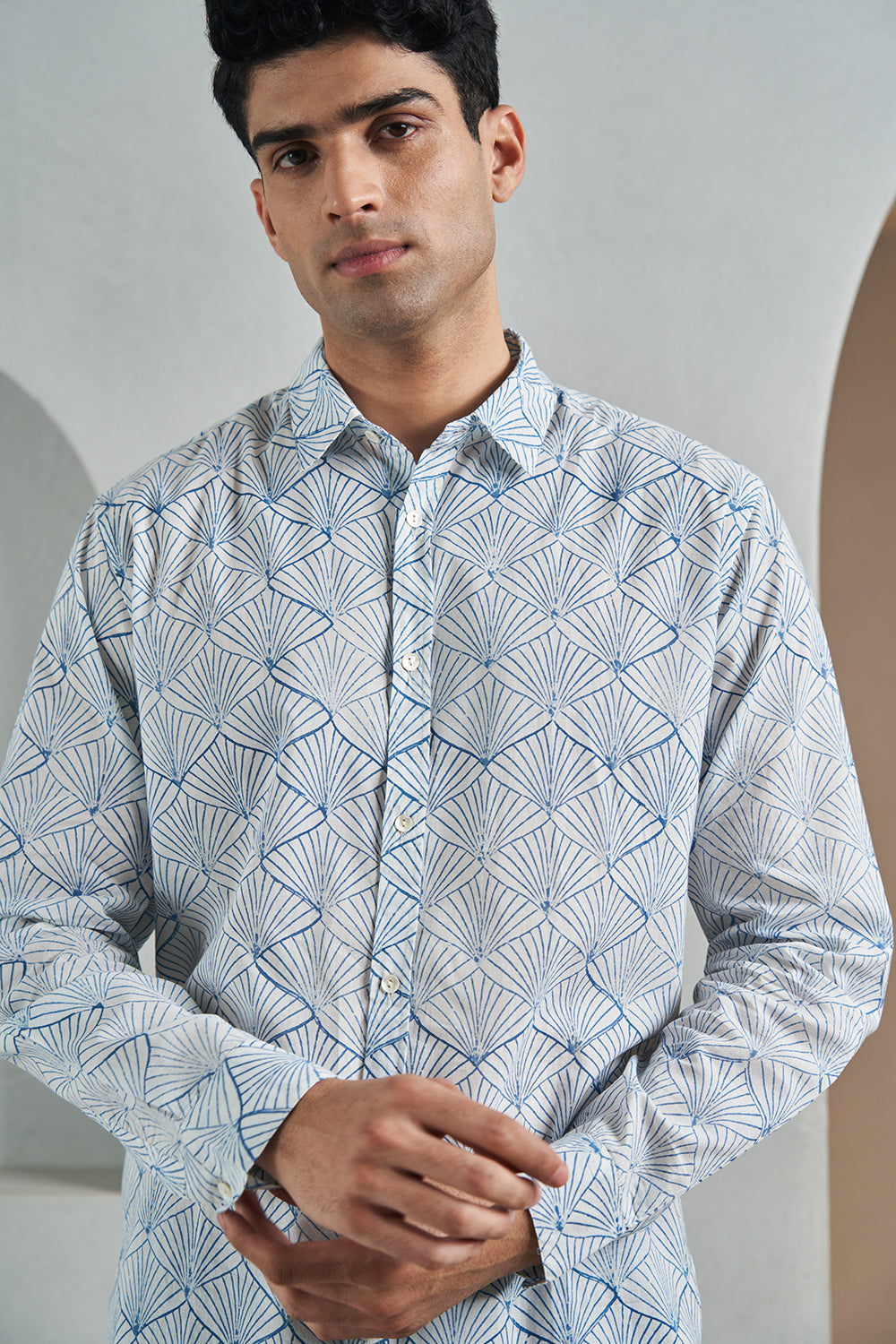 Blue Onion Peel Handblock Printed Men's Kurta