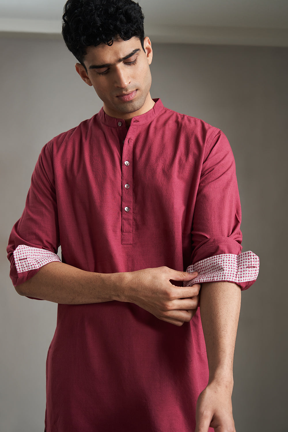 Wine Handloom muslin Men's Kurta