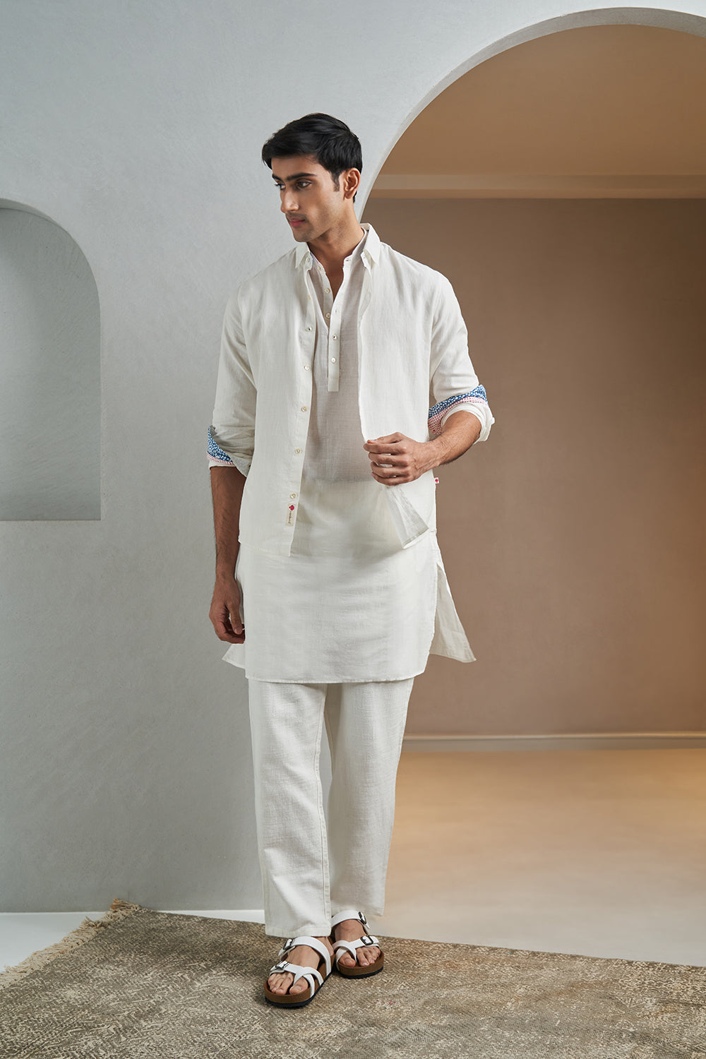 White Handloom muslin Men's Kurta