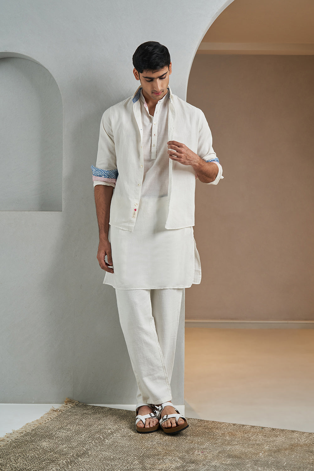 White Handloom muslin Men's Kurta