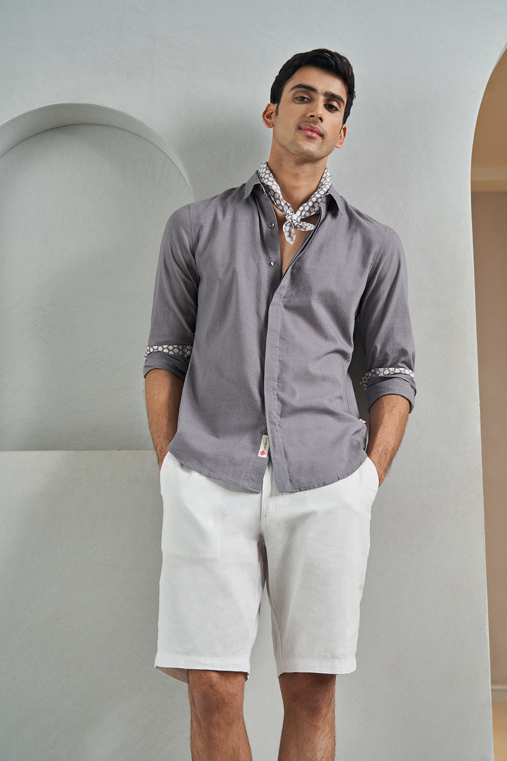 Grey Handloom muslin Men's Shirt