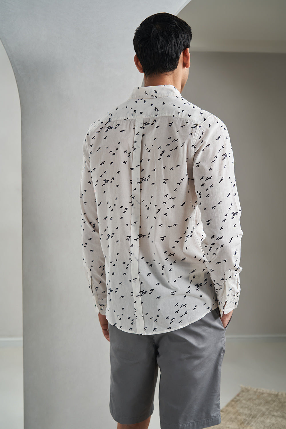 Black Birds Handblock Printed Men's Shirt