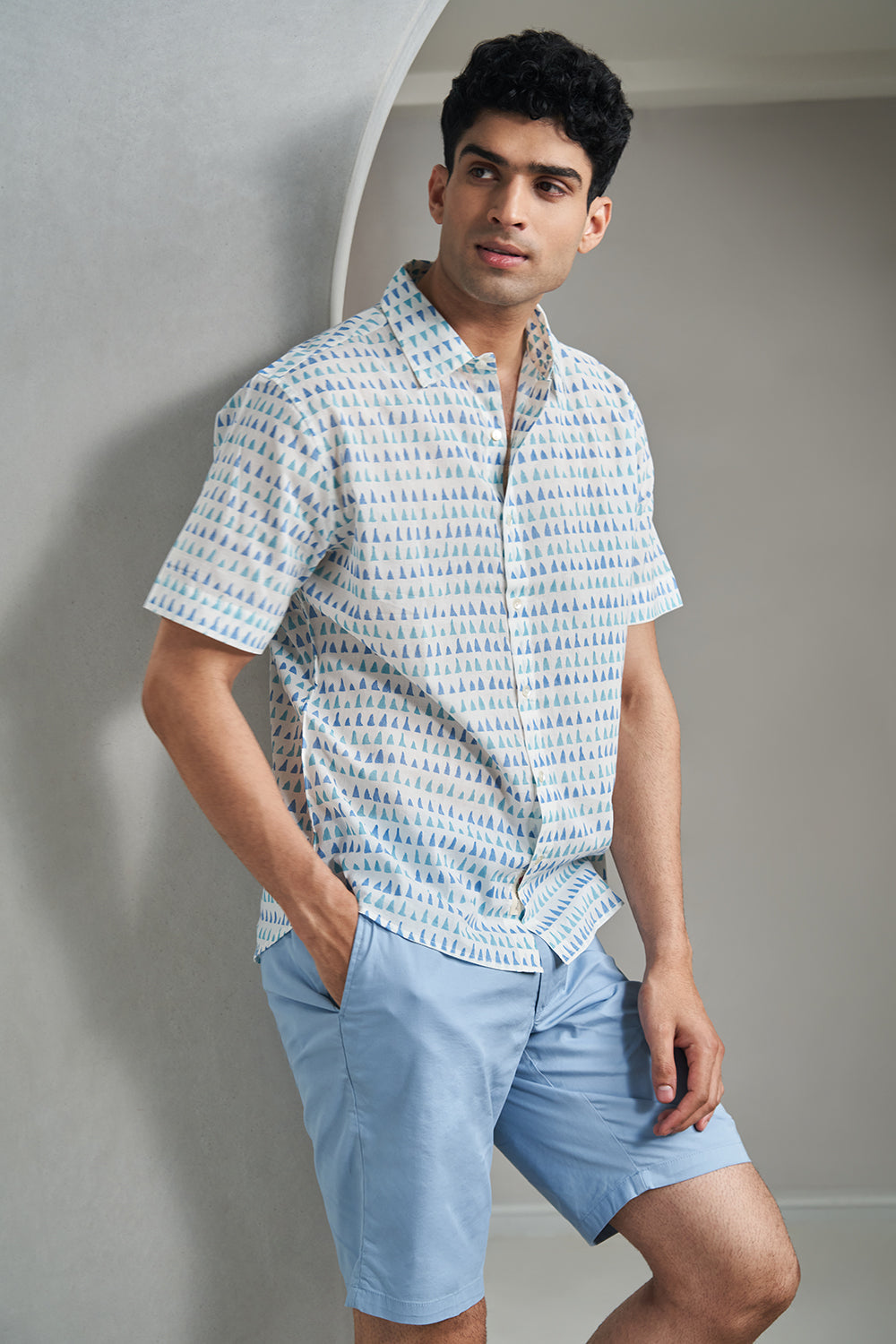 Blue Mountains Handblock Printed Men's Shirt