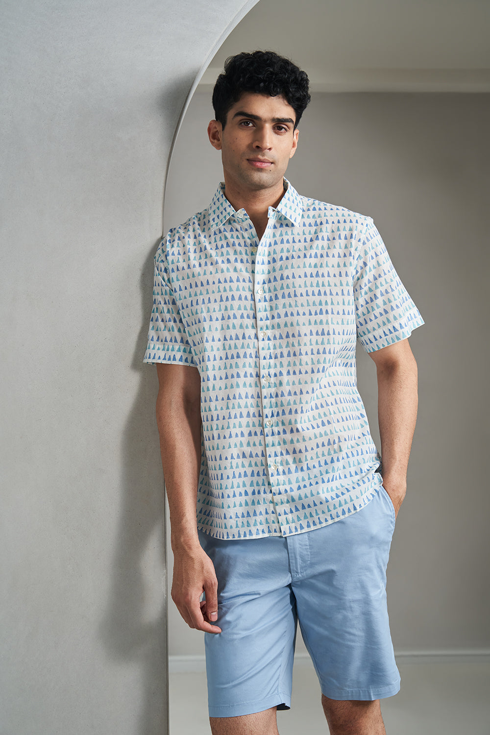 Blue Mountains Handblock Printed Men's Shirt