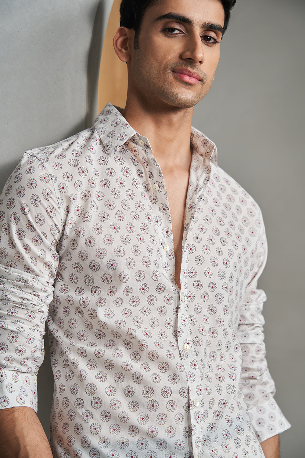 Black Marigold Handblock Printed Men's Shirt