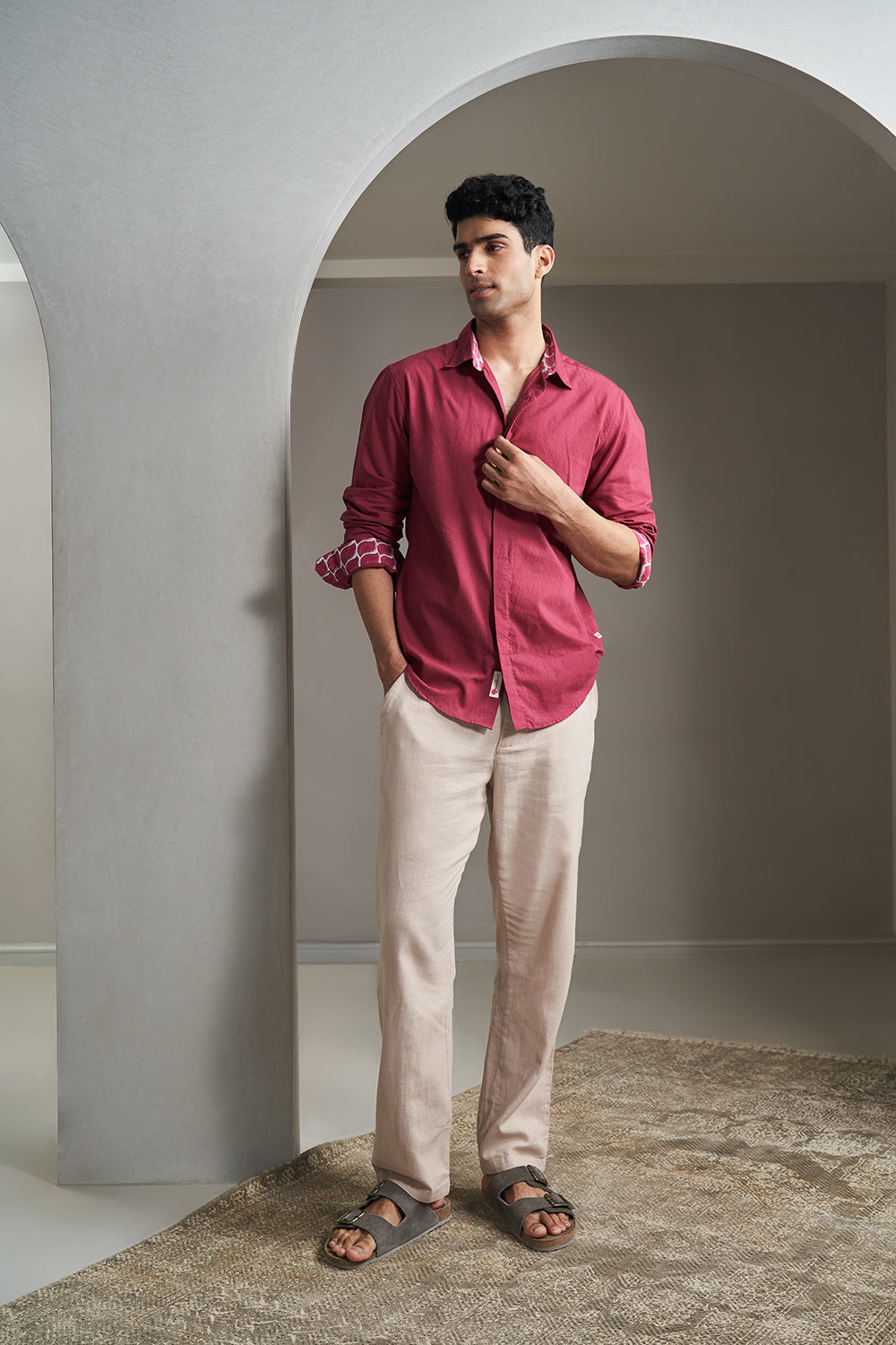 WineFat Bird Handloom muslin Men's Shirt