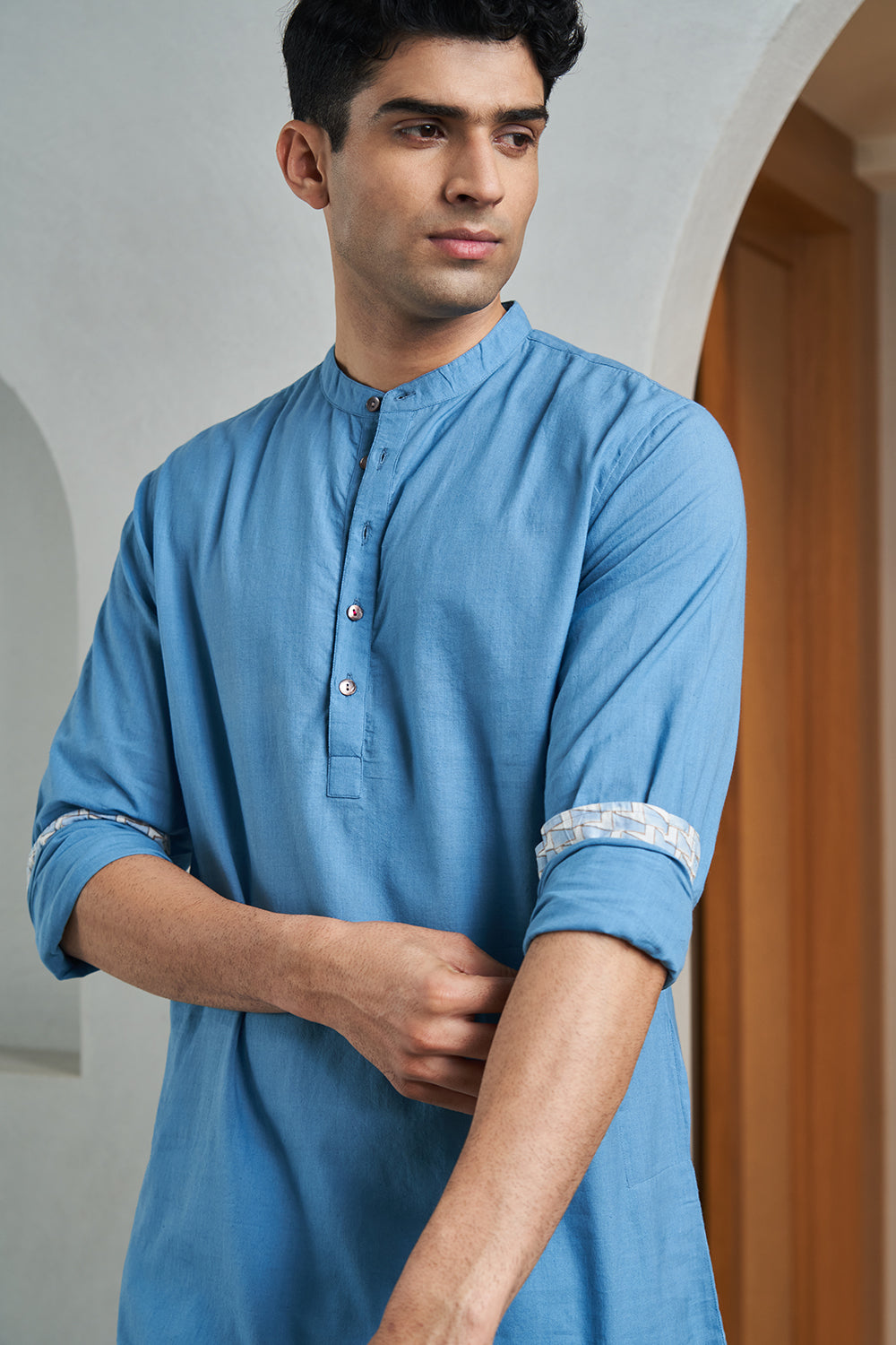 Blue Seven Handloom muslin Men's Kurta 